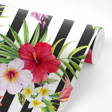 Pellicola adesiva Righe con fiori