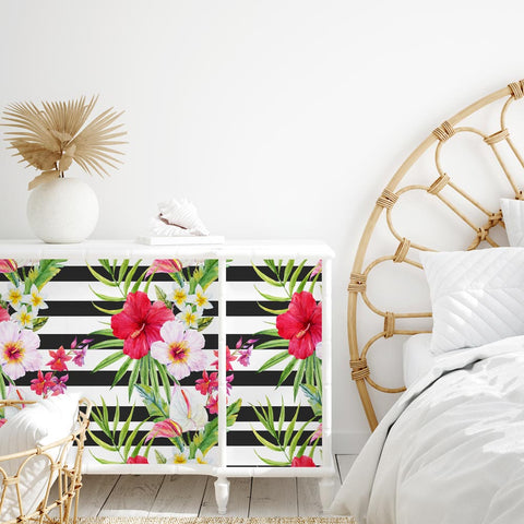 Pellicola adesiva Righe con fiori