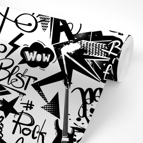 Pellicola adesiva per mobili Graffiti Bianco E Nero rotolo