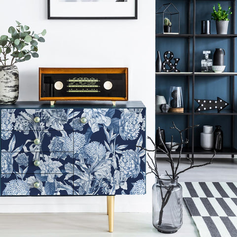Pellicola adesiva per mobili Bouquet Azzurro madia