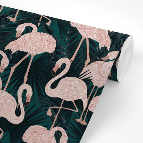 Pellicola adesiva Tropical jungle flamingos