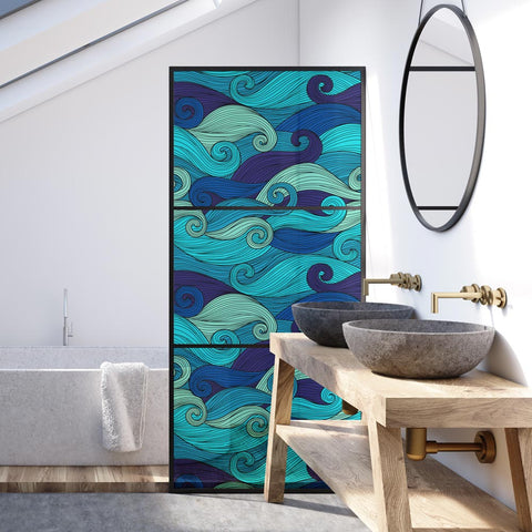 Pellicola adesiva per vetro Onde blu