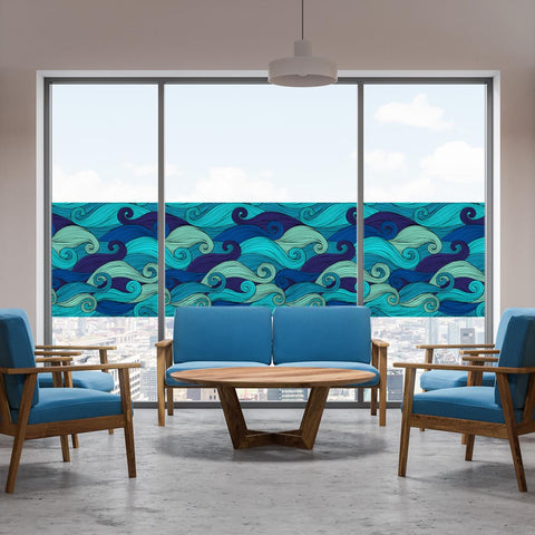 Pellicola adesiva per vetro Onde blu