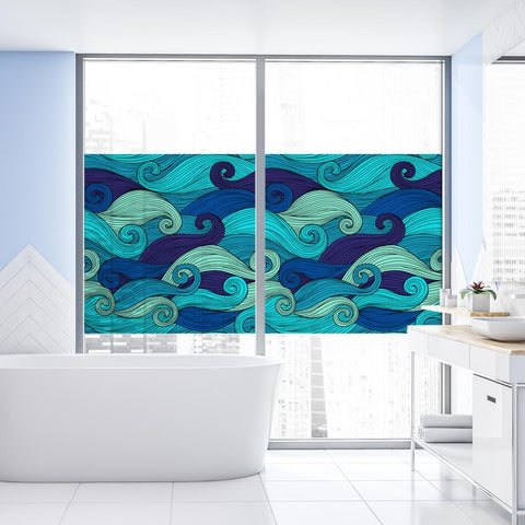 Pellicola adesiva per vetro Onde blu