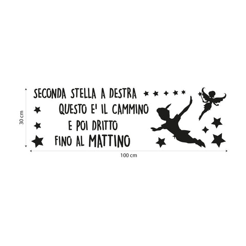 Adesivi murali per bambini Seconda stella a destra dimensioni