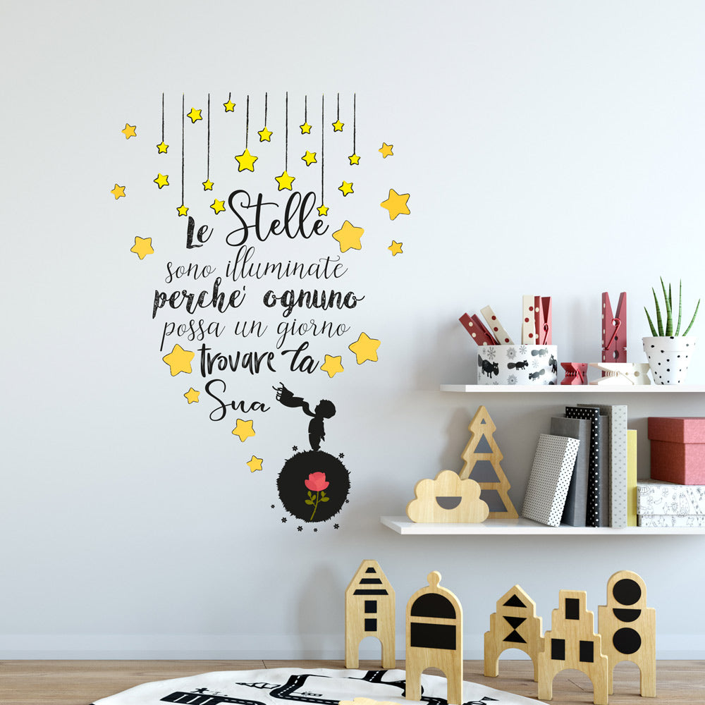 Adesivo Murale Il Piccolo Principe | Ragazzo, Stelle E Luna | In PVC | Rimovibile E Riposizionabile | Per Cameretta E Arredamento Creativo