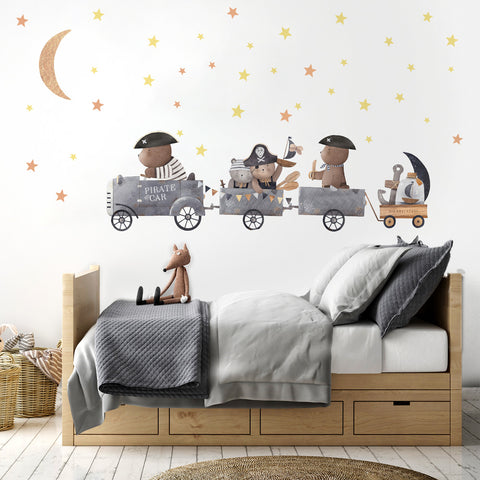 Adesivi murali per bambini Pirate Car XXL