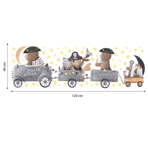 Adesivi murali per bambini Pirate Car XXL Dimensioni