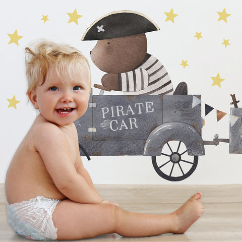 Adesivi murali per bambini Pirate Car XXL Dettaglio