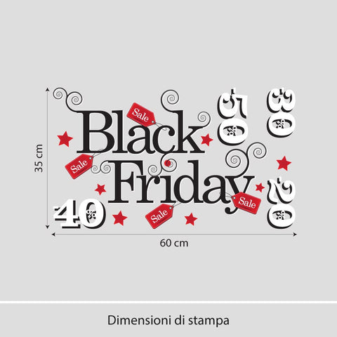 Black friday con riccioli | Vetrofania