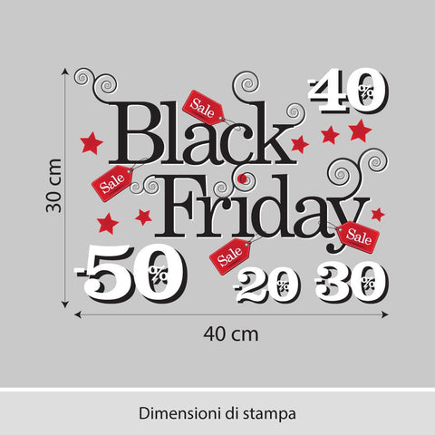 Black friday con riccioli | Vetrofania