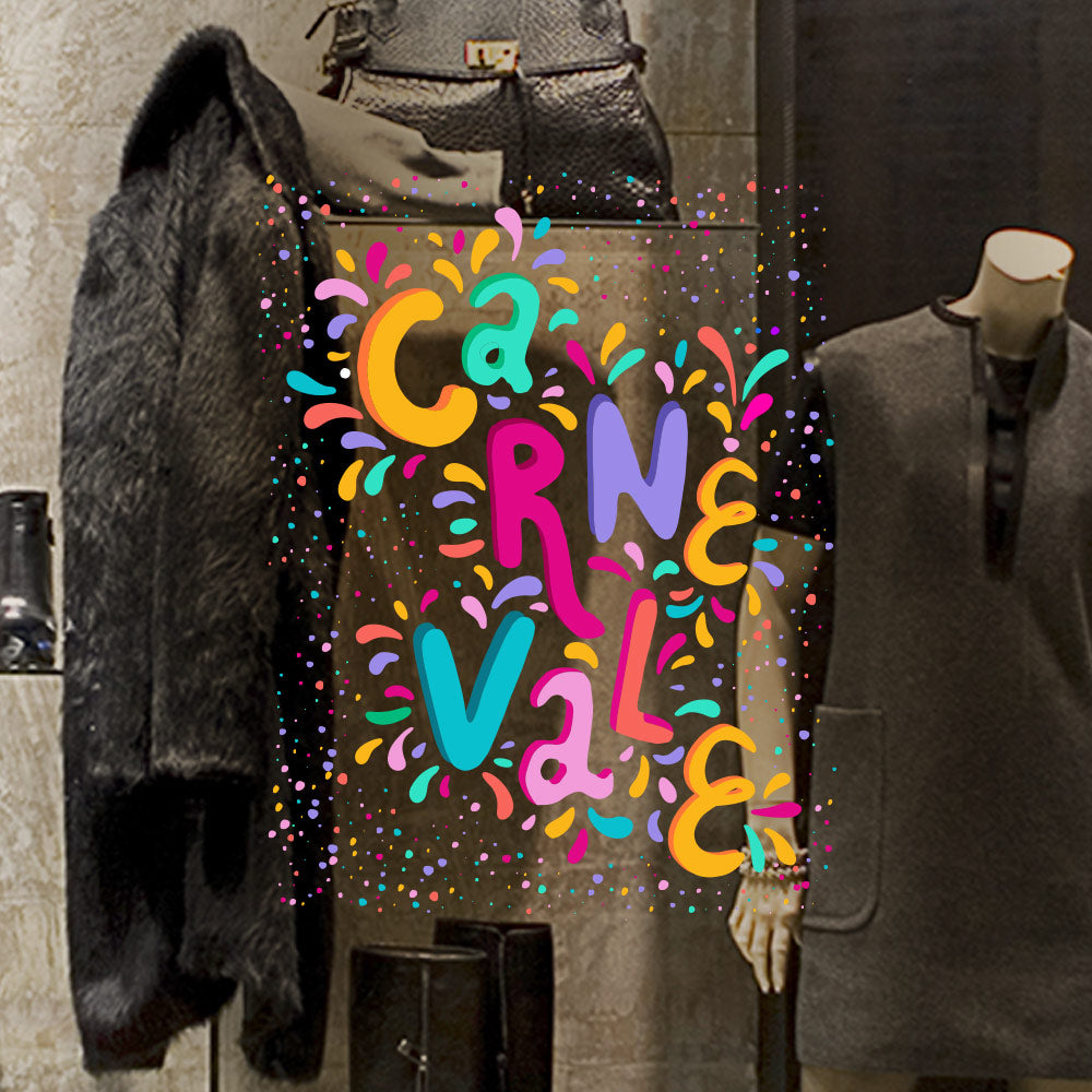 Kina Vetrofania Carnevale Riutilizzabile – Adesivo Per Vetrine Con Effetto Ventosa – 100% Trasparente, Stacca E Attacca, Decoro Per Negozi - 5