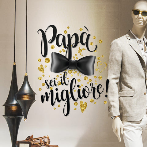 Festa del papà con papillon | Vetrofania