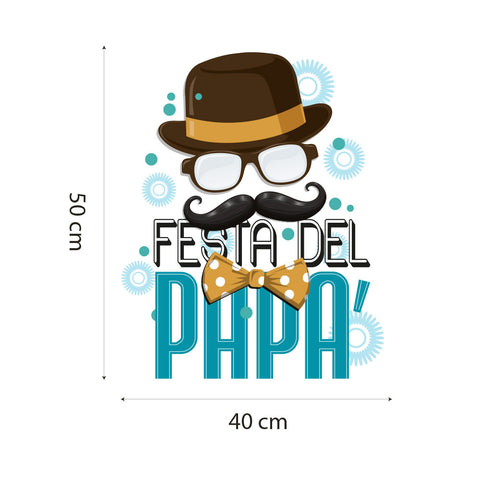 Festa del papà con baffi | Vetrofania