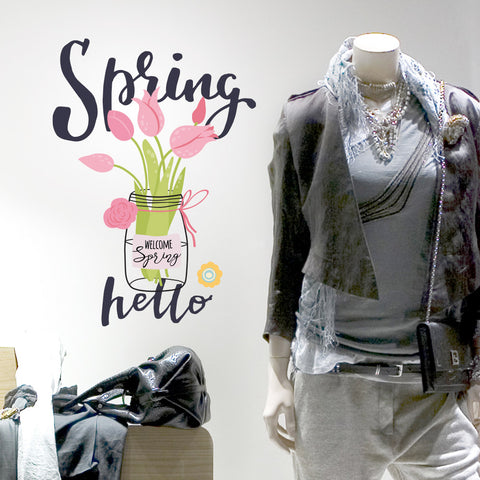 Hello spring in barattolo | Vetrofania