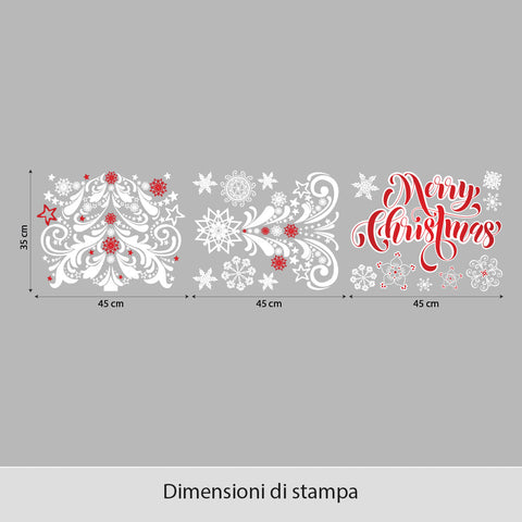 Alberello con stelline rosse | Vetrofania