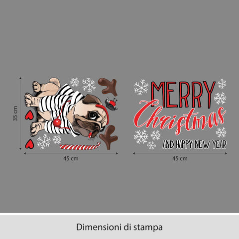 Bulldog merry christmas | Vetrofania