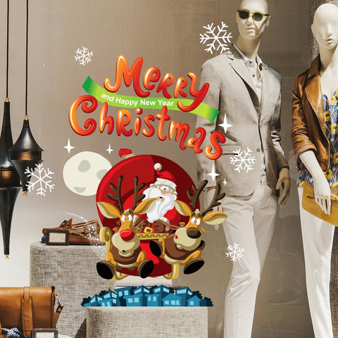 Babbo natale in slitta | Vetrofania