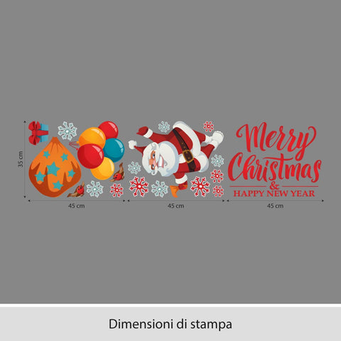 Babbo natale con palloncini | Vetrofania