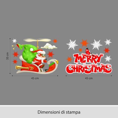 Babbo natale sulla turbo slitta | Vetrofania