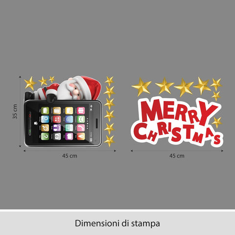 Babbo natale con cellulare | Vetrofania
