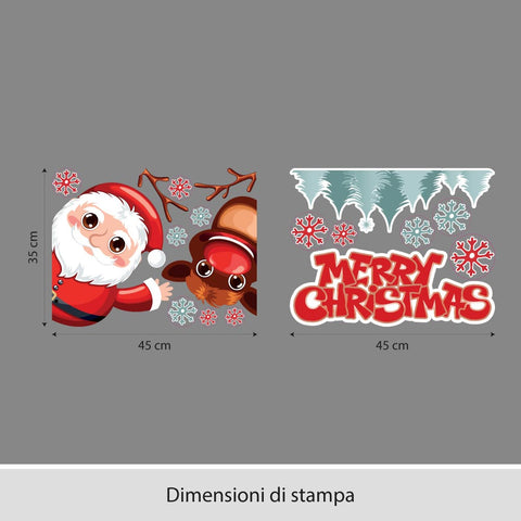 Babbo natale con renna | Vetrofania