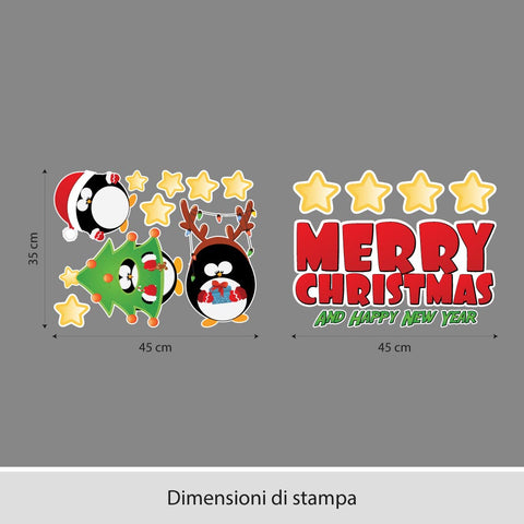 Pinguini merry christmas | Vetrofania