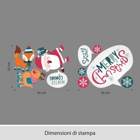 Babbo natale con animaletti | Vetrofania