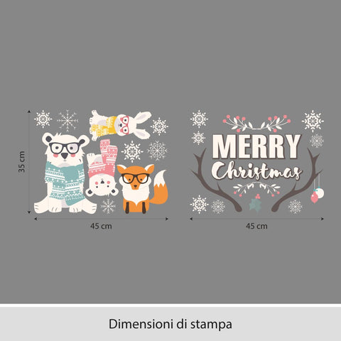 Animaletti Merry Christmas | Vetrofania