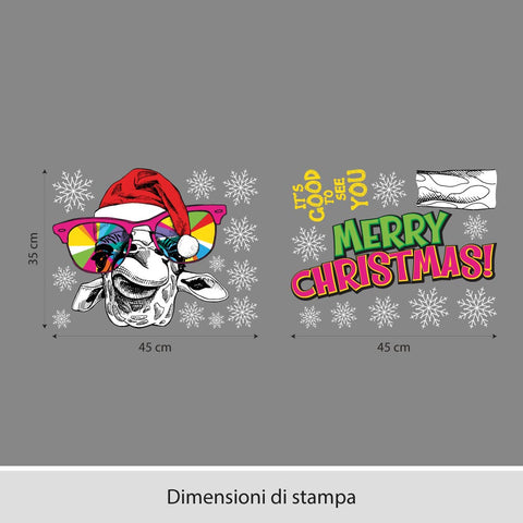 Merry Christmas giraffa | Vetrofania