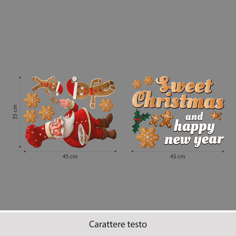 Babbo natale con biscotto | Vetrofania