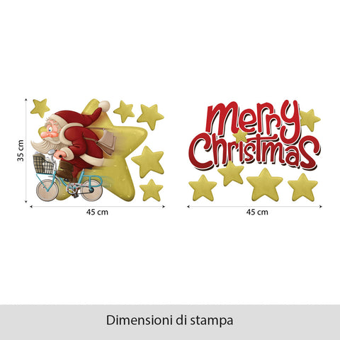 Babbo Natale in bici | Vetrofania