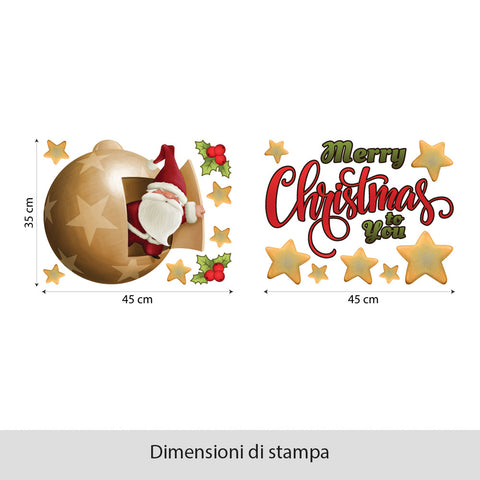 Pallina di Babbo Natale | Vetrofania