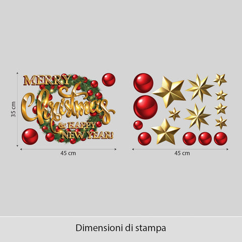 Ghirlanda con palline | Vetrofania