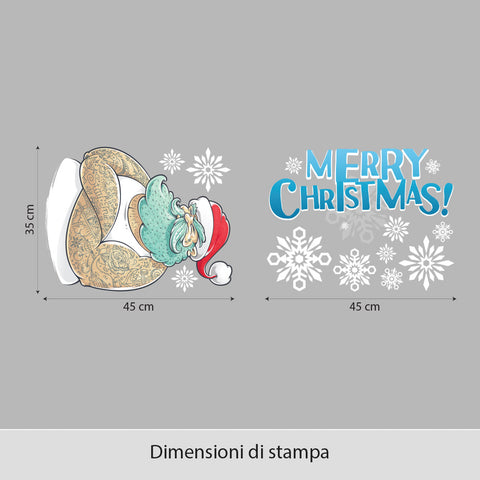 Babbo Natale con tatuaggi | Vetrofania