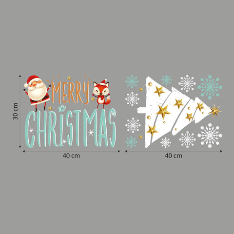 Santa Claus with Christmas fox | Vetrofania
