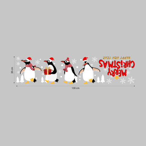 Pinguini di Natale | Vetrofania