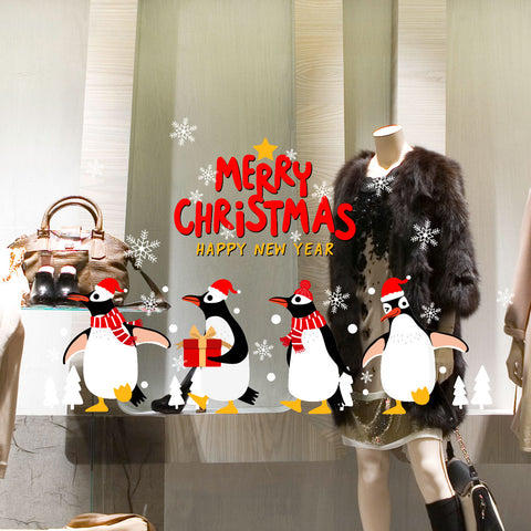 Pinguini di Natale | Vetrofania