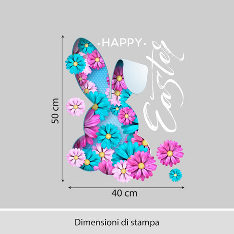 Rabit and flowers | Vetrofania