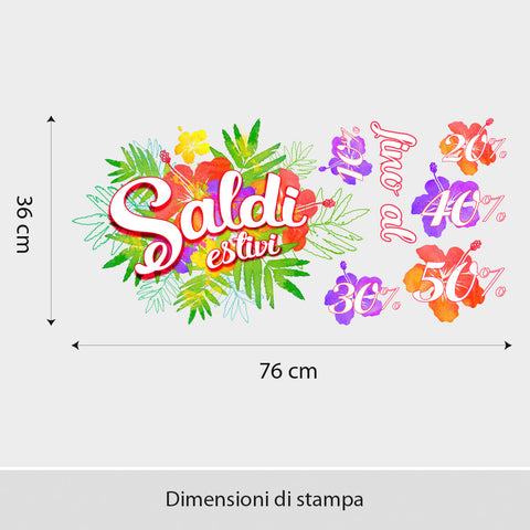 Saldi estate tropicale | Vetrofania