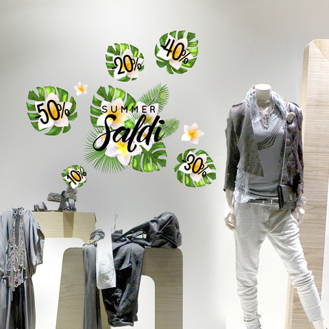 Saldi fiori tropicali | Vetrofania