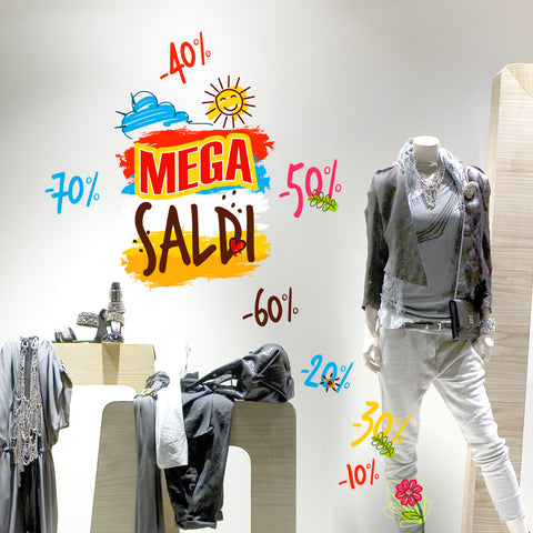 Mega saldi | Vetrofania