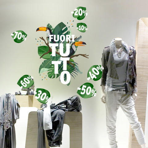Fuori tutto tucani | Vetrofania