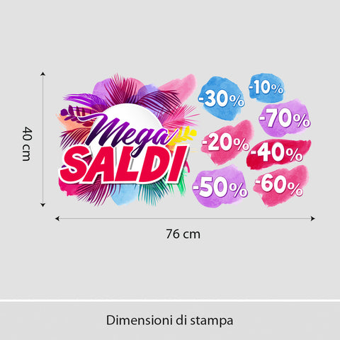 Mega saldi tropicali | Vetrofania