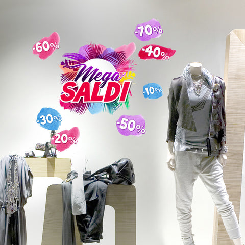 Mega saldi tropicali | Vetrofania