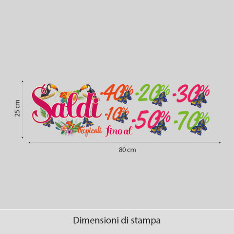 Saldi ghirlanda tropicale | Vetrofania