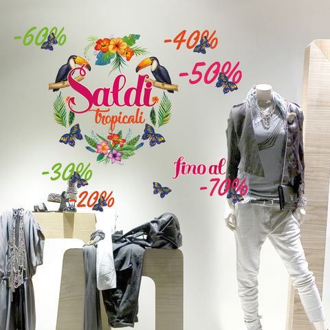 Saldi ghirlanda tropicale | Vetrofania