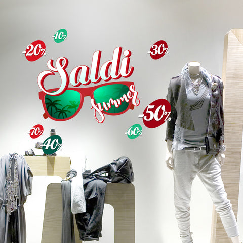 Saldi occhiali tropicali | Vetrofania