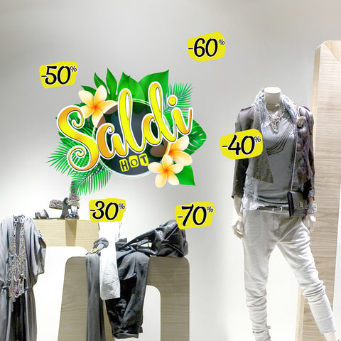 Saldi hot con fiori | Vetrofania