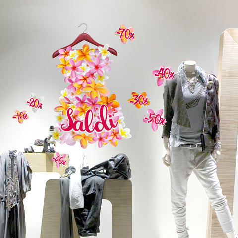 Saldi abitino a fiorellini | Vetrofania